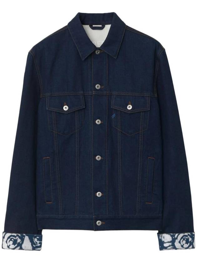 Logo Patch Denim Jacket Navy - BURBERRY - BALAAN 1