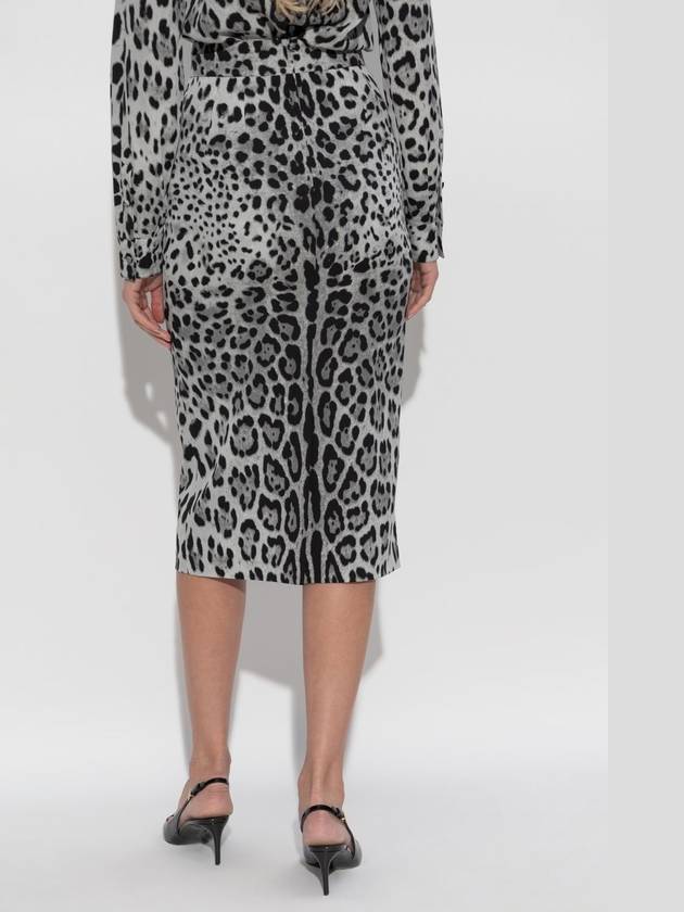 Dolce & Gabbana Silk Skirt With Animal Print, Women's, Grey - DOLCE&GABBANA - BALAAN 4