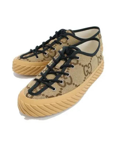 Maxi GG Embroidered Canvas Low Top Sneakers Brown - GUCCI - BALAAN 2