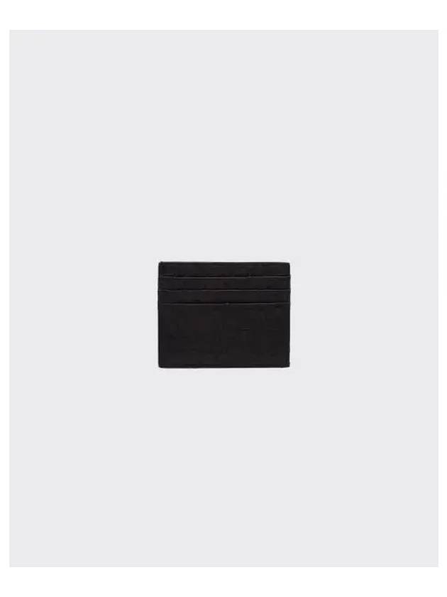 Ostrich Leather Card Wallet Black - PRADA - BALAAN 2