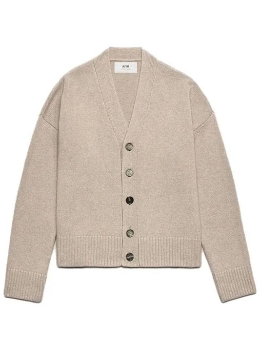 Wool Cashmere Cardigan Beige - AMI - BALAAN 2