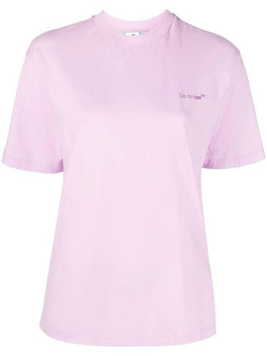 Back Diag Logo Short Sleeve T-Shirt Pink - OFF WHITE - BALAAN 1