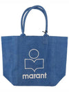 Yenky Embroidered Logo Large Shopper Tote Bag Blue - ISABEL MARANT - BALAAN 4