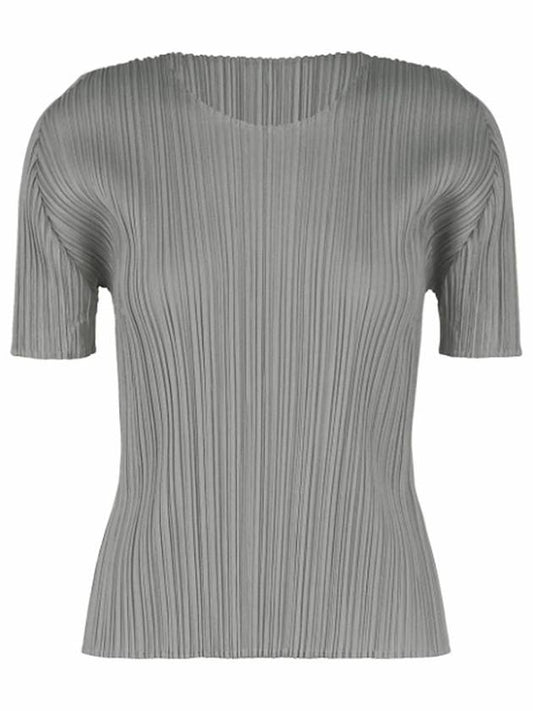 Pleated Please Basic Short Sleeve T Shirt Gray Women PP05 JK103 12 - ISSEY MIYAKE - BALAAN 2