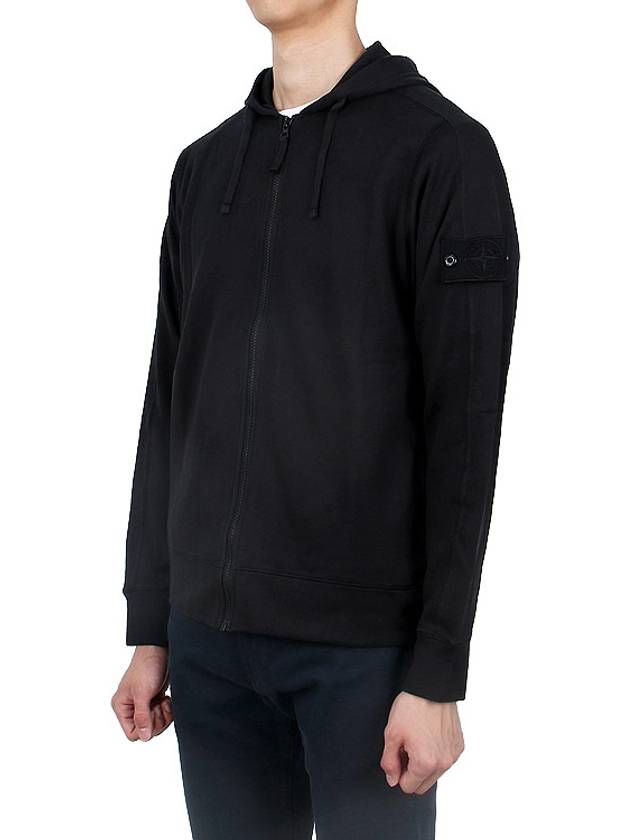 Regular Fit Cotton Zip-up Hoodie Black - STONE ISLAND - BALAAN 5