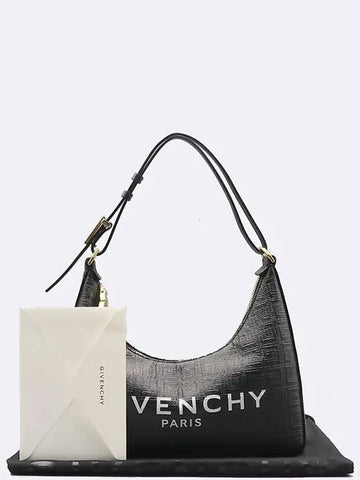 BB50PYB1GT Black Coated Fabric Small Cut Out Moon Shoulder Bag - GIVENCHY - BALAAN 1