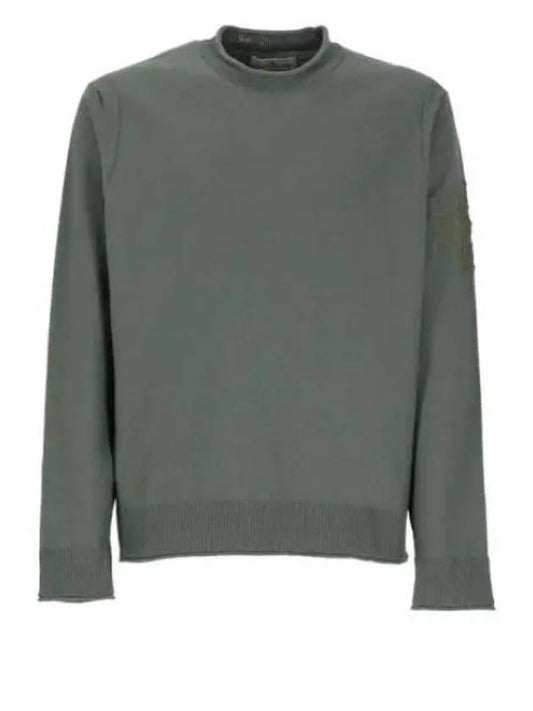 Compass Embroidered Crew Neck Organic Cotton Knit Top Musk Green - STONE ISLAND - BALAAN 2