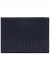 Intrecciato Half-Zip Clutch Bag Navy - BOTTEGA VENETA - BALAAN 5