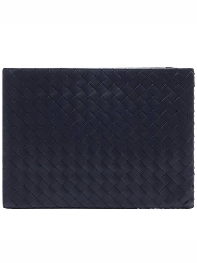 Intrecciato Half-Zip Clutch Bag Navy - BOTTEGA VENETA - BALAAN 5