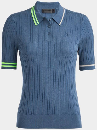 Women's Rib Cotton Short Sleeve Polo Shirt Blue - G/FORE - BALAAN 2