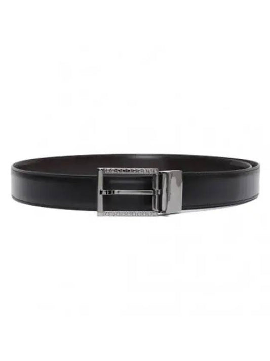 Men's Reversible Adjustable Leather Belt Black - SALVATORE FERRAGAMO - BALAAN 1