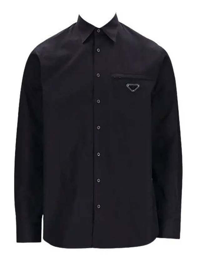 Cotton Long Sleeve Shirt Black - PRADA - BALAAN 2