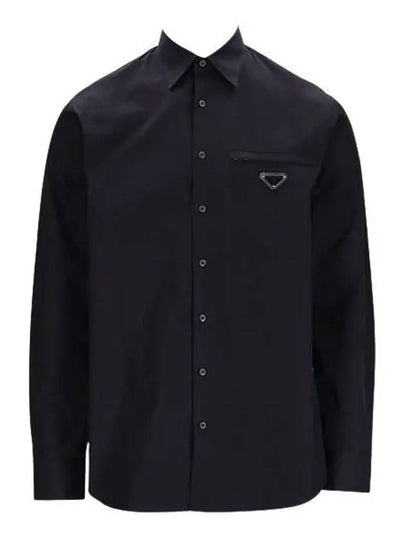 Cotton Long Sleeve Shirt Black - PRADA - BALAAN 2