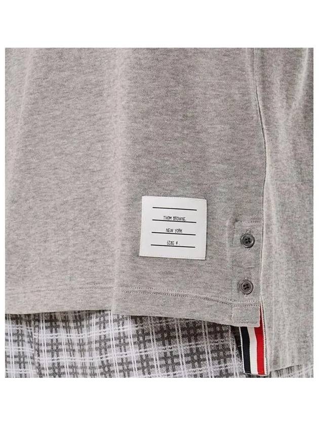 Striped Detail Crew Neck Cotton Short Sleeve T-Shirt Grey - THOM BROWNE - BALAAN 4