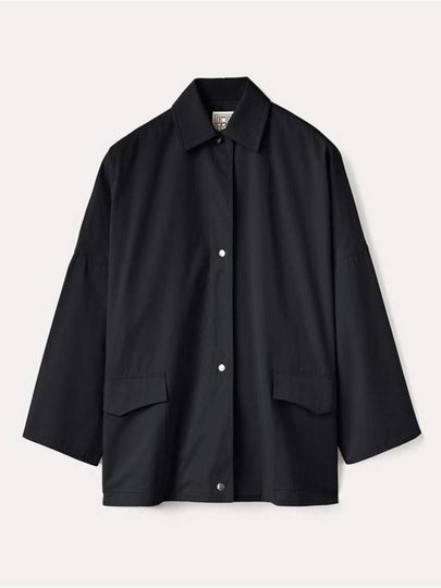 Collared Button-Up Jacket Black - TOTEME - BALAAN 2