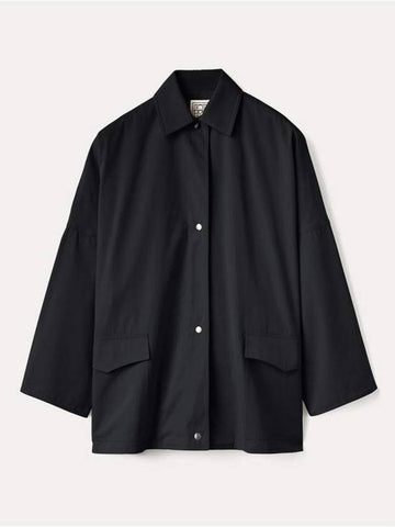 Collared Button-Up Jacket Black - TOTEME - BALAAN 1