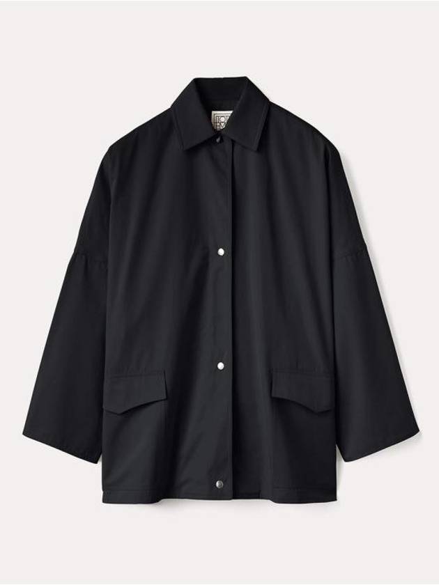 Collared Button-Up Jacket Black - TOTEME - BALAAN 3