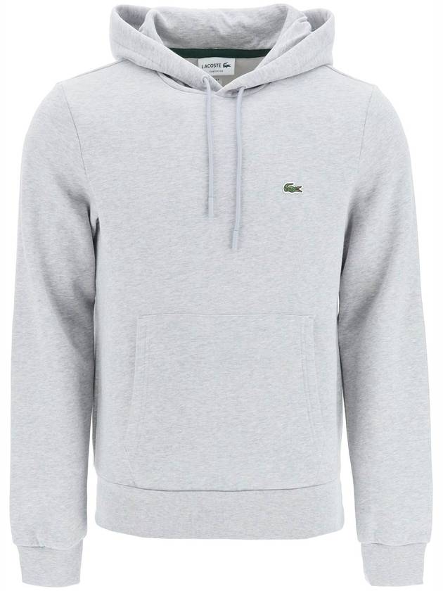 Logo Patch Organic Cotton Hoodie Grey - LACOSTE - BALAAN 2