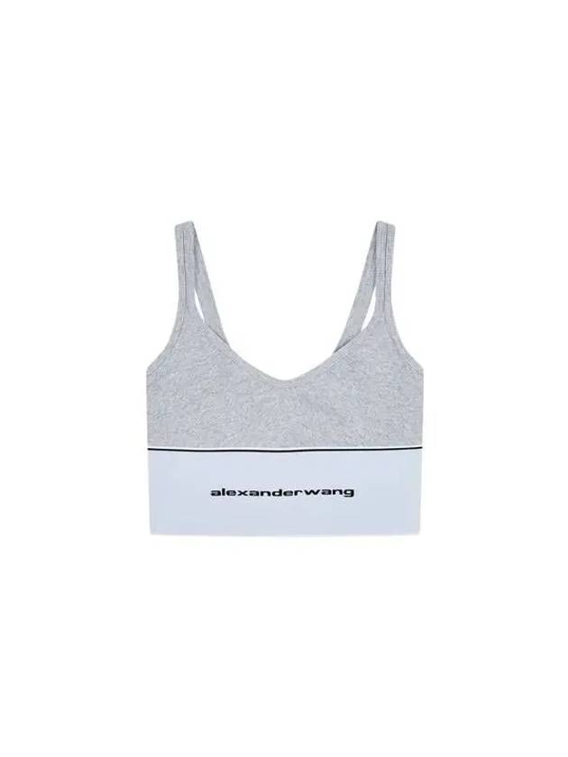 Ribbed logo banding bra top gray 270369 - ALEXANDER WANG - BALAAN 1