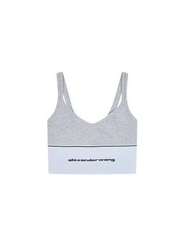 Ribbed logo banding bra top gray 270369 - ALEXANDER WANG - BALAAN 1