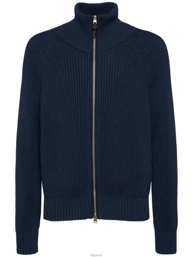 Silk Cotton Funnel Neck Zip Up Jacket Royal Blue - TOM FORD - BALAAN 5