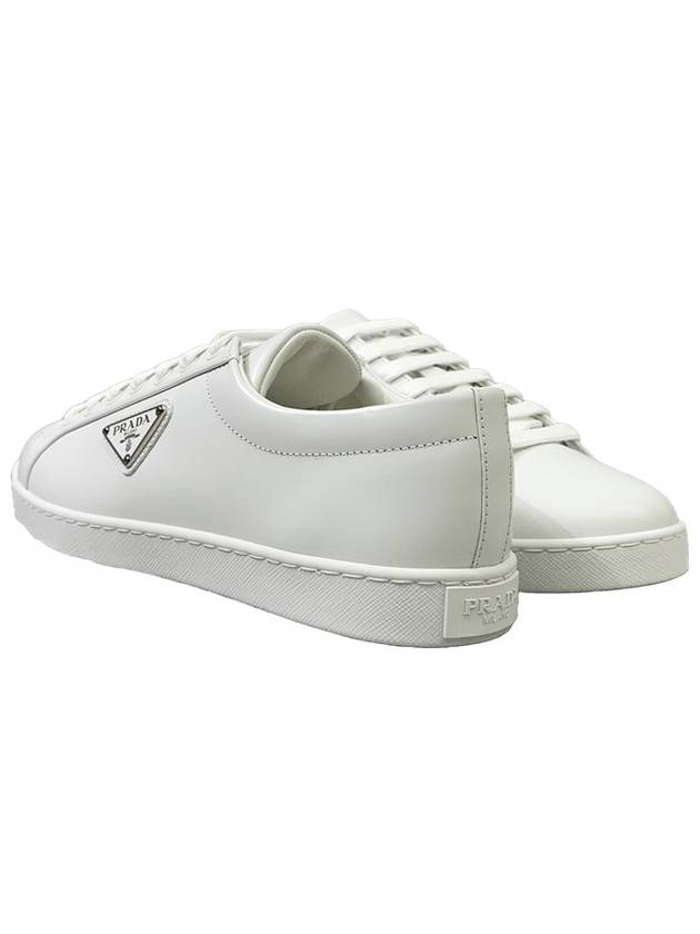 Brushed Leather Low-Top Sneakers White - PRADA - BALAAN 4