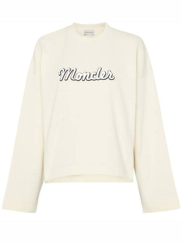 Women's Logo Cotton Sweatshirt Ivory - MONCLER - BALAAN 1