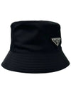 Triangle Logo Re-nylon Bucket Hat Black - PRADA - BALAAN 3