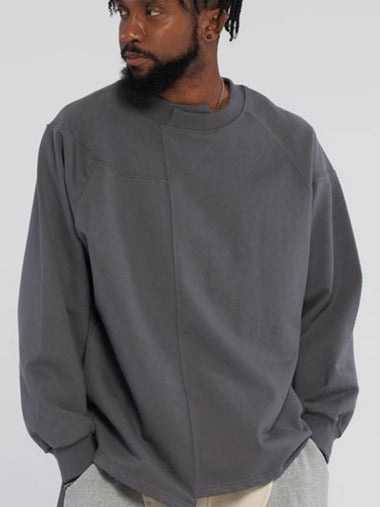 Unbalanced neck boxy sweatshirt Gray - TENER - BALAAN 1