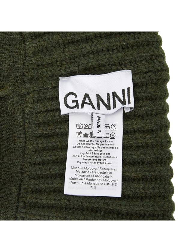 Logo Patch Knit Beanie Green - GANNI - BALAAN 6