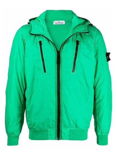 Garment Dyed Crinkle Reps Nylon Down Hooded Jacket Green - STONE ISLAND - BALAAN 2