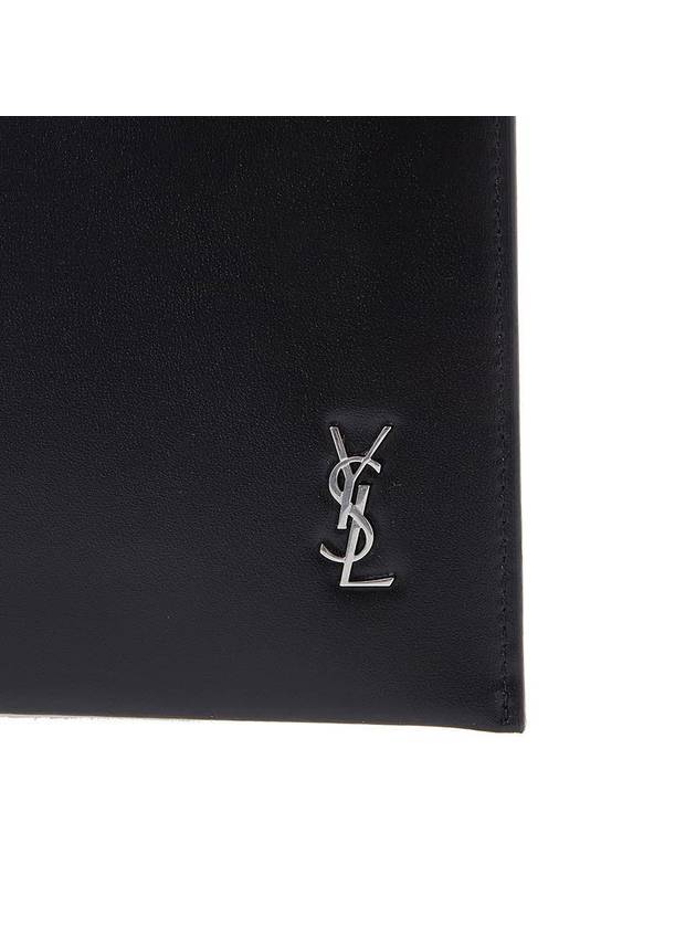 Tiny Monogram Silver Clutch Bag Black - SAINT LAURENT - BALAAN 8