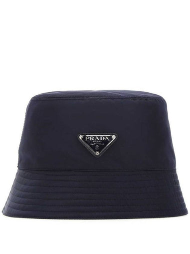 Triangle Logo Re-nylon Bucket Hat Navy - PRADA - BALAAN 1