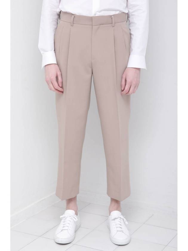 Men's Crop Straight Slacks Beige - BUTTON SEOUL - BALAAN 2