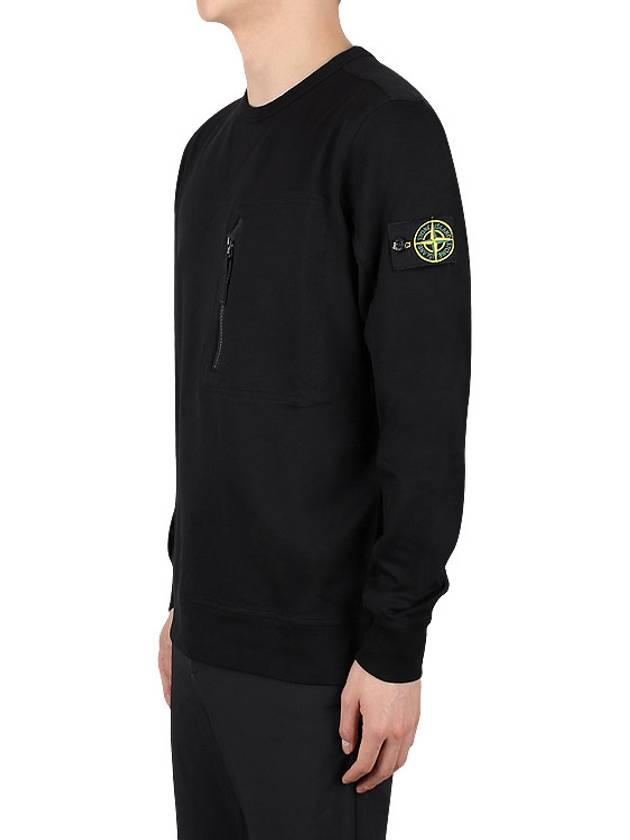 Logo Patch Cotton Crew Neck Sweatshirt Black - STONE ISLAND - BALAAN 4