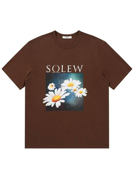 Men's Flower Graphic Short Sleeve T-Shirt Brown SW23ETS03BW - SOLEW - BALAAN 2