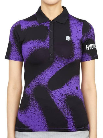 Women's Golf Polo Short Sleeve T-Shirt Black Blue - HYDROGEN - BALAAN 1