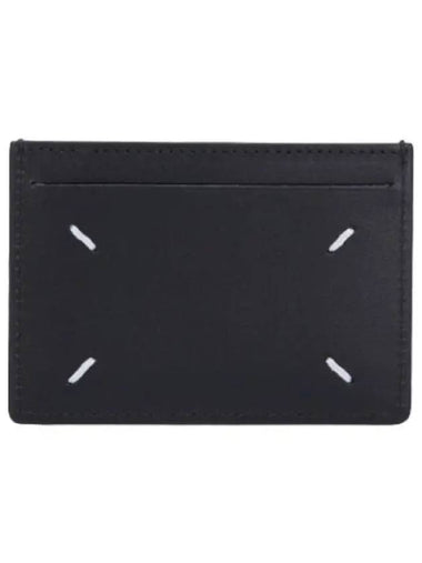 Stitched Slim Slot Card Holder Black Wallet - MAISON MARGIELA - BALAAN 1