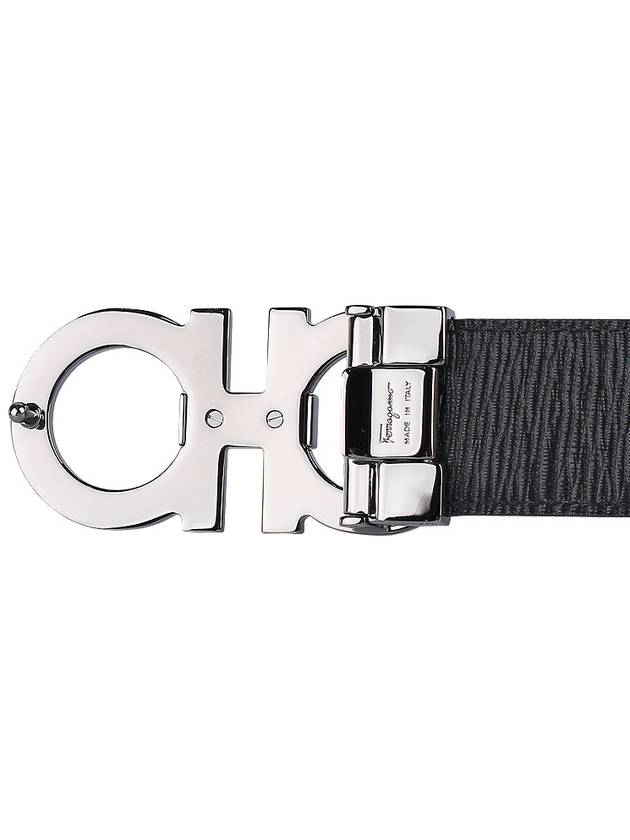 Reversible Gancini Leather Belt Black Navy - SALVATORE FERRAGAMO - BALAAN 7