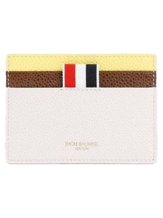 RWB Striped Leather Card Wallet White - THOM BROWNE - BALAAN.