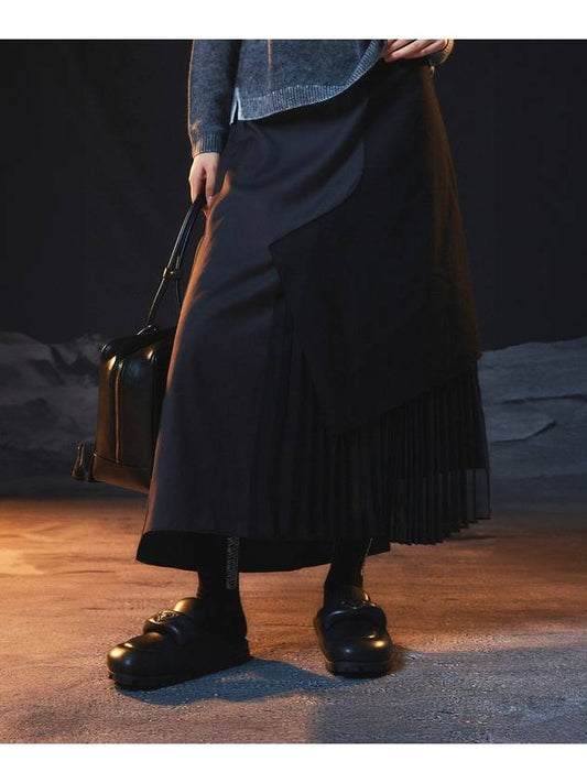 herringbone combination pleated skirt - PEOPLE OF THE WORLD - BALAAN 2