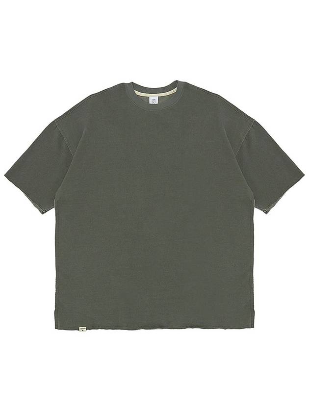 Vintage Dying Cutout Short Sleeve T-Shirt Khaki - A NOTHING - BALAAN 1