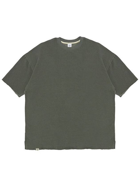 Vintage Dying Cutout Short Sleeve T-Shirt Khaki - A NOTHING - BALAAN 2