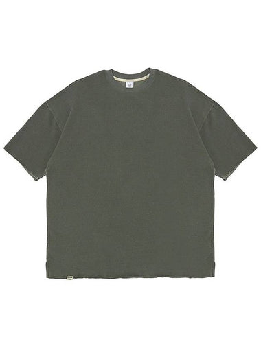 Vintage Dying Cutout Short Sleeve T-Shirt Khaki - A NOTHING - BALAAN 1