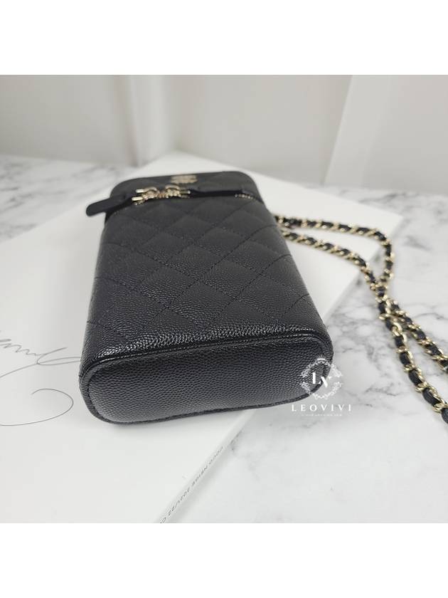 Classic Cosmetic Case Chain Phone Holder Mini Bag Black - CHANEL - BALAAN.