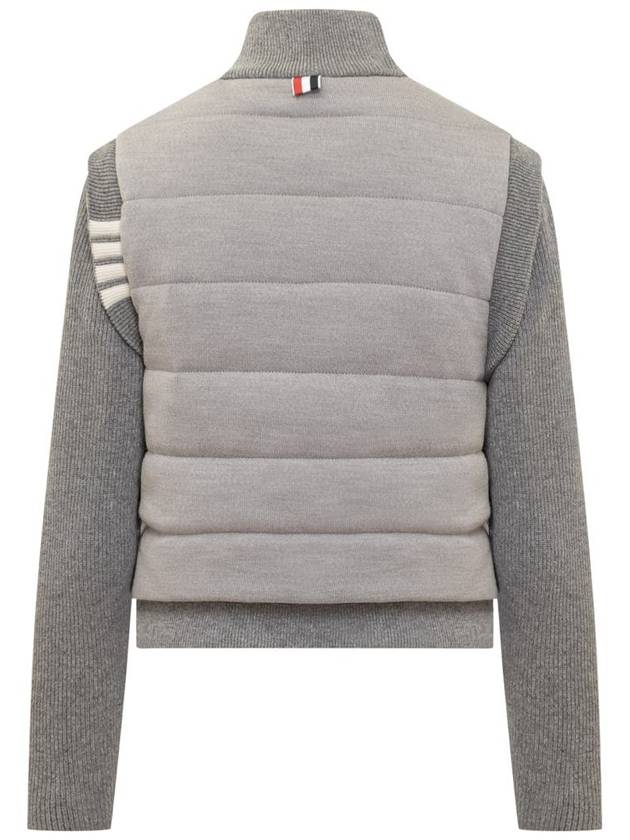 Fine Merino Reversible Wool Down Zip-Up Jacket Grey - THOM BROWNE - BALAAN 3