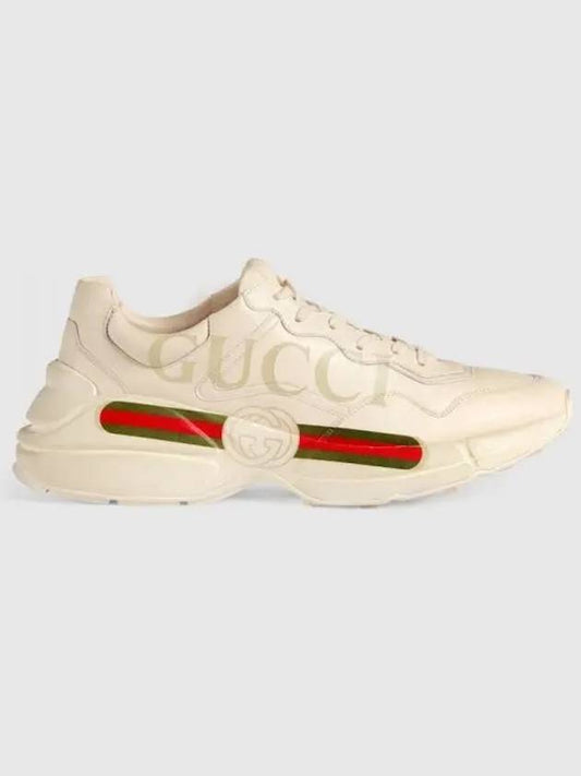 Rhyton Leather Sneakers Logo Ivory - GUCCI - BALAAN 2