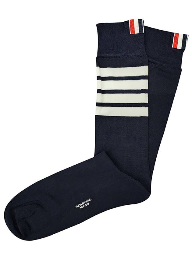 Men's Diagonal Light Weight Midi Socks Navy - THOM BROWNE - BALAAN.