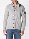 Wappen High Neck Button Up Wool Cardigan Melange Grey - STONE ISLAND - BALAAN 2