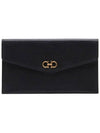 Gancini Gold Leather Clutch Bag Black - SALVATORE FERRAGAMO - BALAAN 3